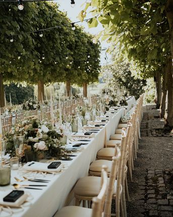 Tuscan inspired wedding decor at Kelmarsh Hall and Gardens outdoor wedding