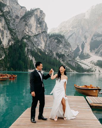 The Dolomites in Italy wedding with lakeside ceremony