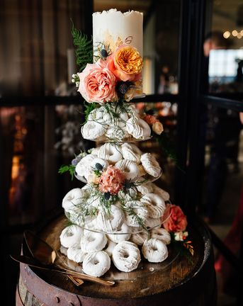 Doughnut tower inspiration as a wedding cake alternative for Botley Hill Barn wedding.