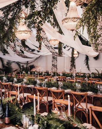 Greenery theme wedding marquee at Iscoyd Park