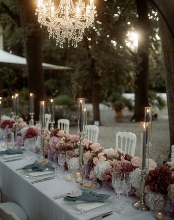 pastel wedding tablescape at Tuscany wedding