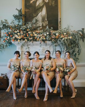 Shine in satin and sparkly gold bridesmaid dresses 