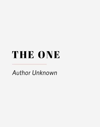 Cover 2 The One by Author Unknown