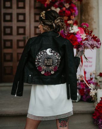 Wedding leather jacket with custom design by Niamh Designs