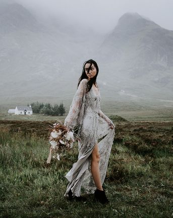 Embellished 'Astraea' Ritual by Brooke Tyson Bridal Gown | Celestial Vale Scottish Highlands Inspiraiton | Heavenly Blooms | Bonnie Jenkins Photography