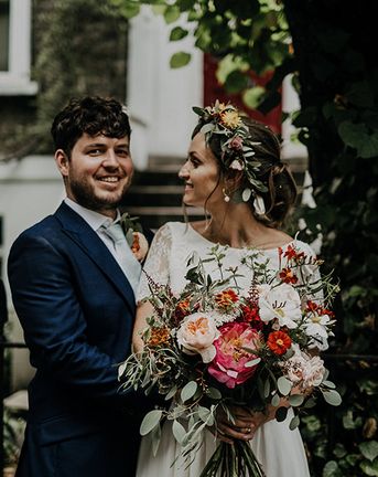 Islington Town Hall Wedding With Pub Party Reception & Bright Flowers