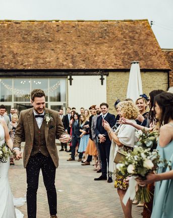 Oxfordshire Barn Wedding With Neon Signs & Sassi Holford Bride Dress