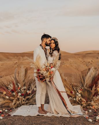 Moroccan Wedding Desert Elopement for Boho Bride in Grace Loves Lace