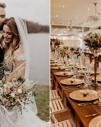 Brown Wedding Suit & Dried Flowers at Boho Celebration in Germany