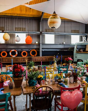 Colourful Wedding Theme in a Boat Shed with Kitsch Decor & Details