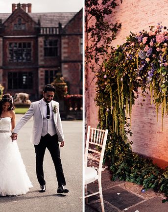 Dorfold Hall Wedding with Floral Moon Gate and Hoop Decor