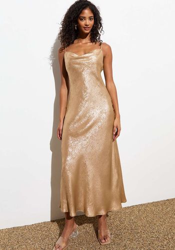 slim fit dress slacks A/B/C Pattern Long Sequins Rose Gold Bridesmaid Dresses – TANYA BRIDAL main image 1