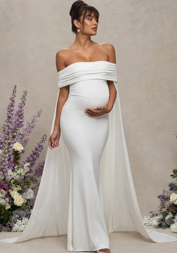 knee length dresses for ladies Maternity Leaf Print Flutter Sleeve Maxi Dress - Cream