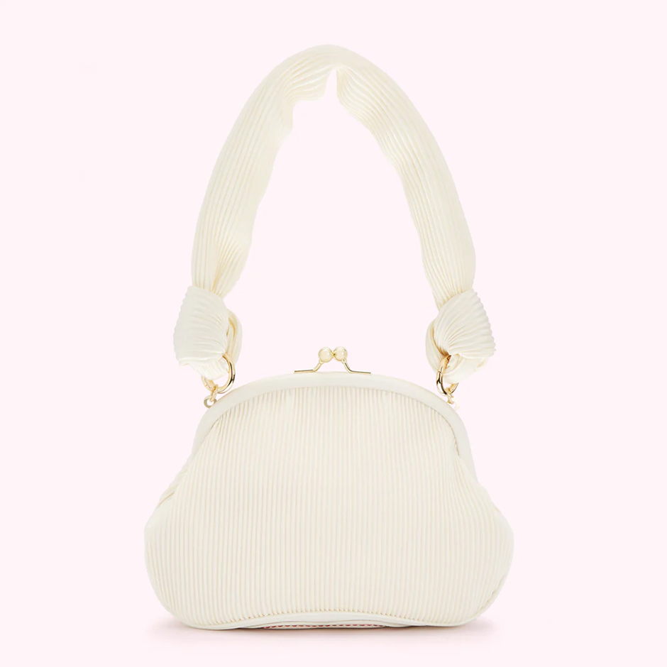 Bridal clutch with strap from Lulu Guinness in bridal-appropriate Ivory