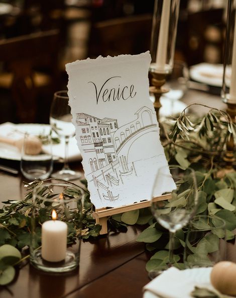 Classic, location, musical, rustic wedding table name ideas.