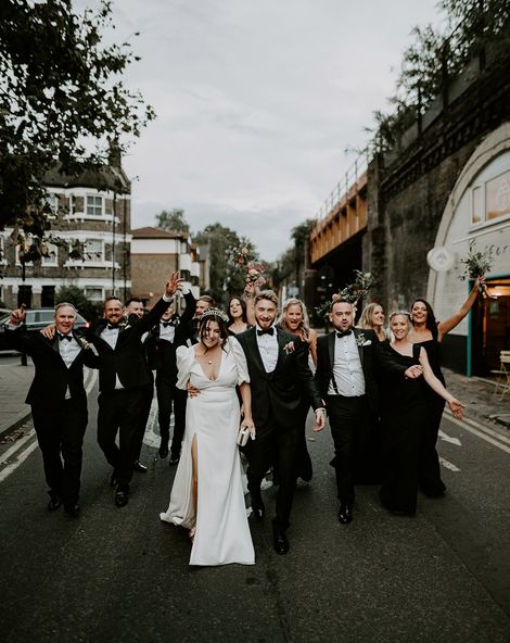 London city wedding at 100 Barrington with black bridesmaid dresses