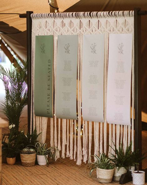 Green ombre wedding table plan, wedding sign for botanical wedding.