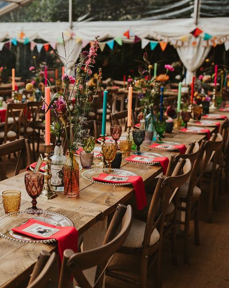 Colourful marquee wedding inspiration in the Rock My Wedding's weddings under 30k roundup.
