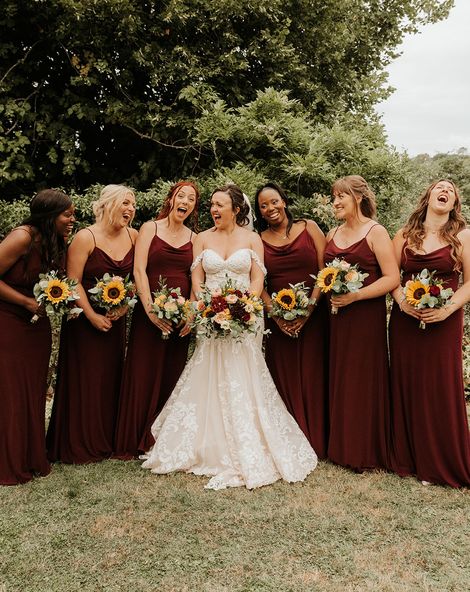 red bridesmaid dresses for Dewsall Court wedding
