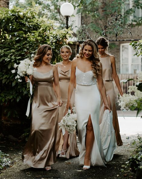 Which city wedding inspiration with Constellation wedding dresses and bridesmaid dresses 