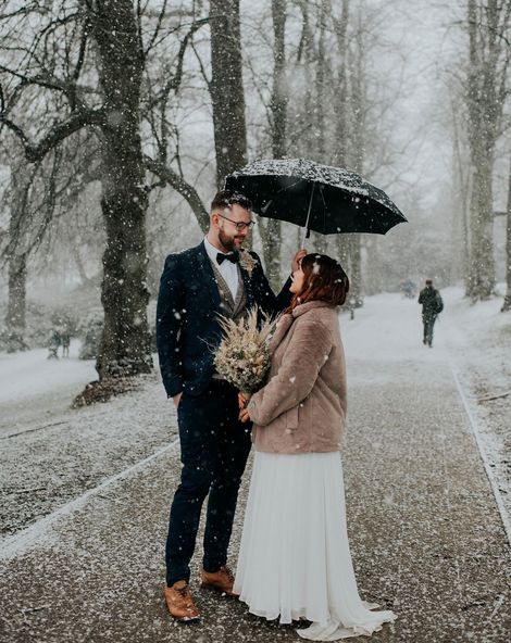 Bride and groom have a winter wedding!