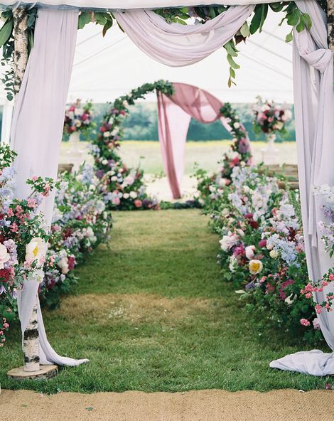 Peonies, David Austin Roses, Foxgloves & Delphiniums For A Flower Filled Marquee Wedding