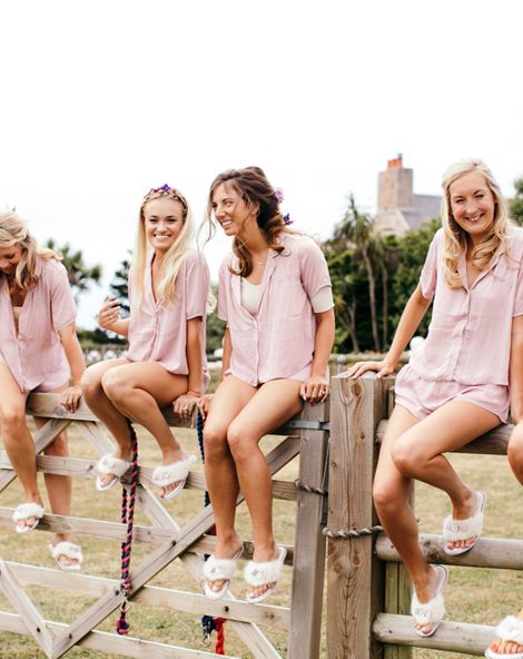 Personalised Pastel Pink Pyjama Shorts for Brides and Bridesmaids | Getting Ready Robes