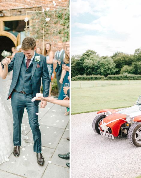 Hazel Gap Barn Wedding with Bride Arriving by Kit Car | Sassi Holford Wedding Dress | Valentino Rockstud Heels | Sarah-Jane Ethan Photography