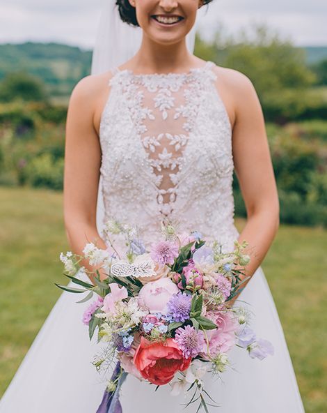 Halterneck Maggie Sottero Dress and Garden Games at Gate Street Barn | Beaded Halterneck Lisette Bridal Gown by Maggie Sottero | Story + Colour Photography