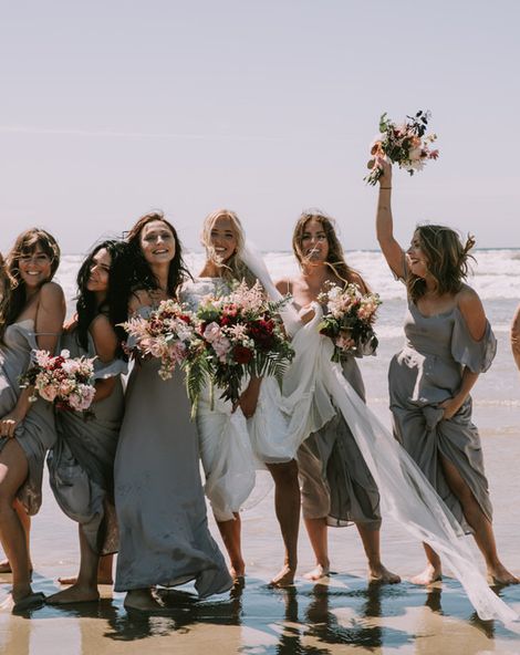 Mykonos Rewritten Bridesmaid Dresses for an Epic Clifftop Coastal Wedding with Bride in Grace Loves Lace Inca Gown, shot by Nic Ford Photography