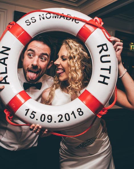 Nautical Wedding on SS Nomadic Boat in Belfast with Black Tie Dress Code and Bride in Jesus Peiro, shot by Sarah Gray Photography