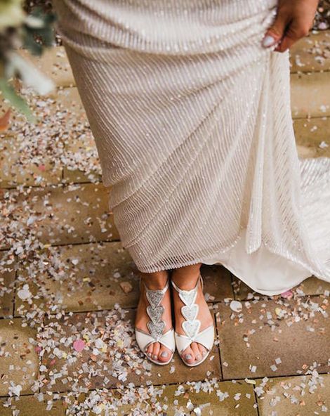 Best Wedding Shoes for 2019 | Flat Embroidered Bridal Shoes | Silver and Ivory Strappy Wedding Shoes