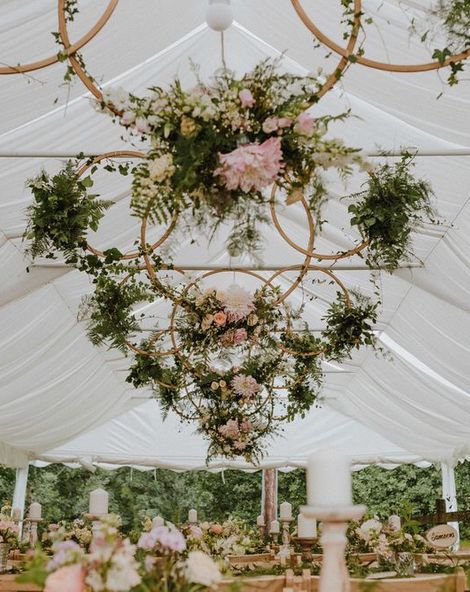Hanging Wedding Hoop installation styled by Rustic RentalsImage by Nick Walker Photography
