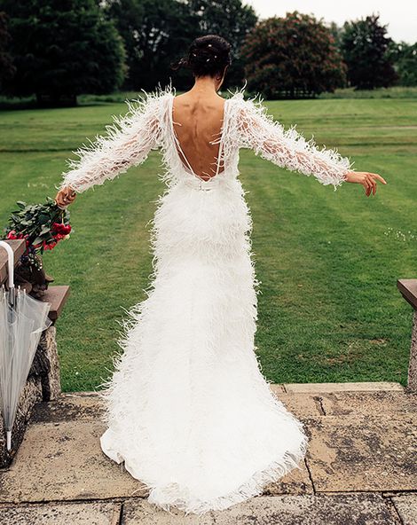 Wedding Dress with Feathers