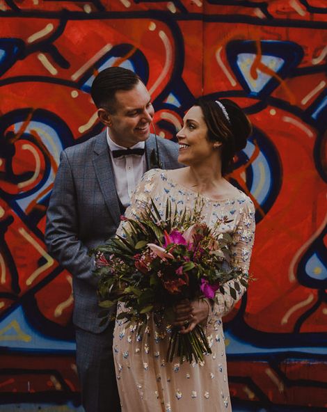 Tropical Flowers & Neon Signs at Sheffield Wedding with Industrial Styling