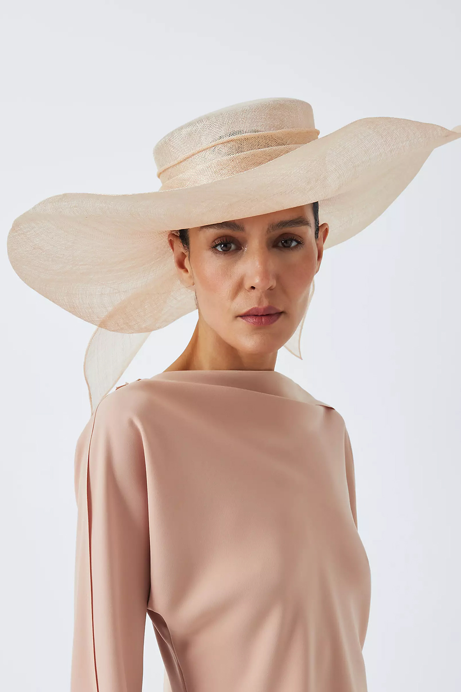 John Lewis wedding hat in sheer champagne colour 