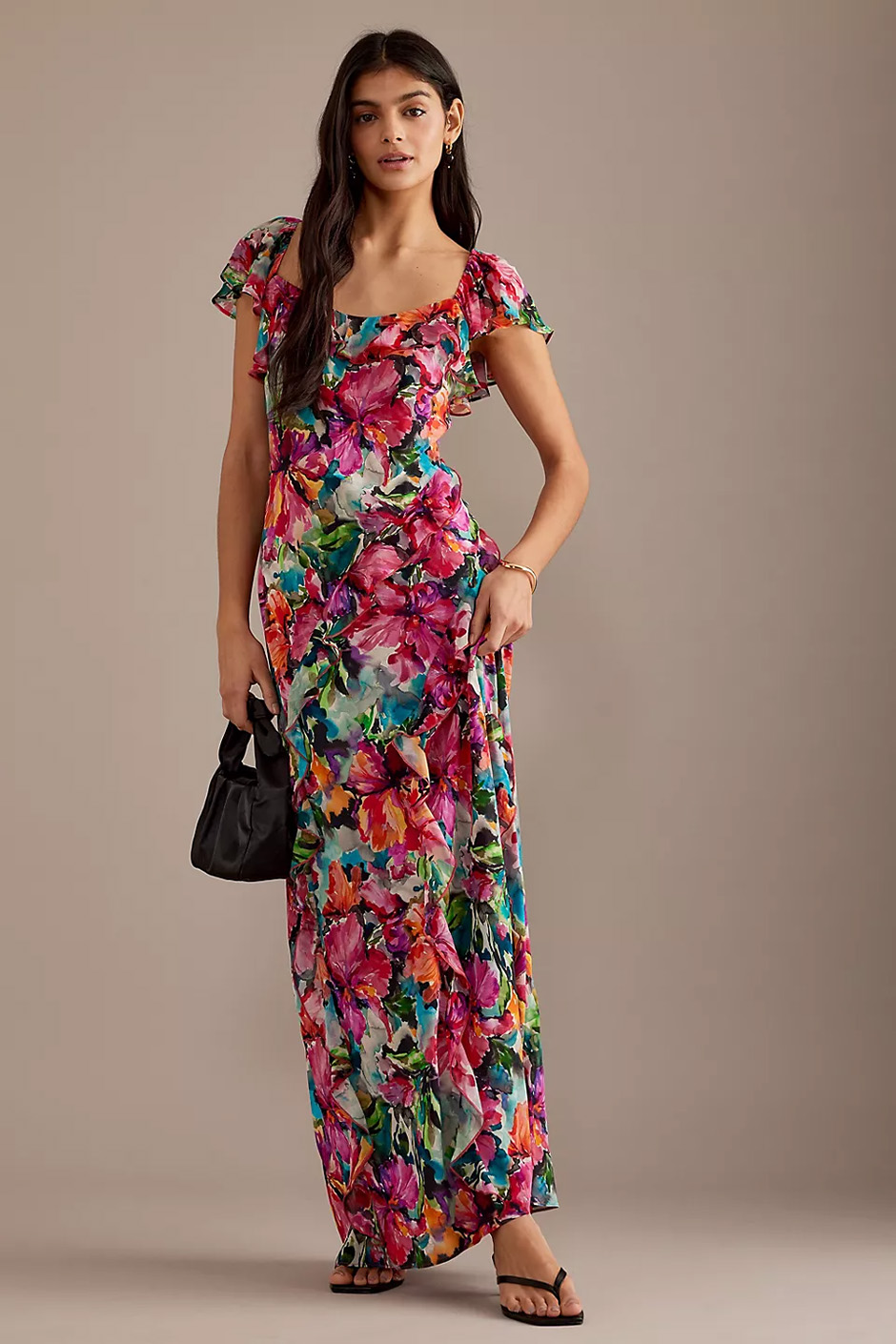 Floral wedding guest maxi dress from Anthropologie 