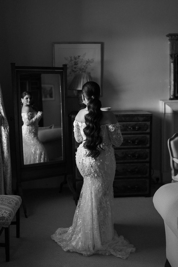 Hollywood waves styled in a modern ponytail for my bride at Dundas Castle Edinburgh