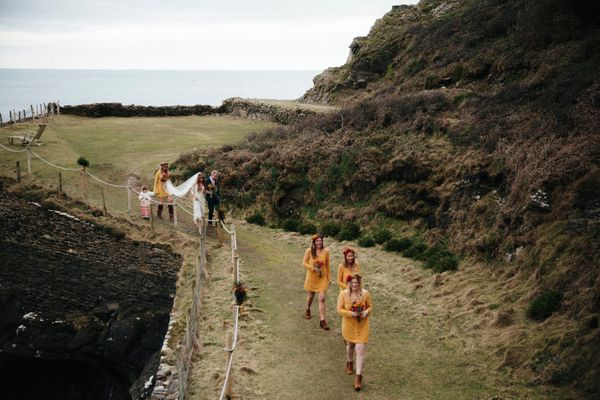 Yellow Bridesmaids Dresses For A Moroccan Inspired Wedding By The Sea // Images By Ben Selway Photography // Prussia Cove Cornwall