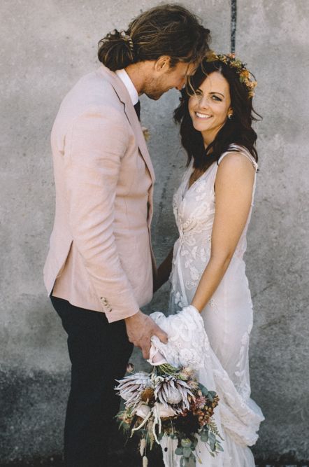 Groom In Pink Jacket // Image By Carrie Lavers Photography