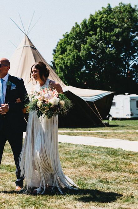 Fringed Wedding Dress For A Tipi Wedding