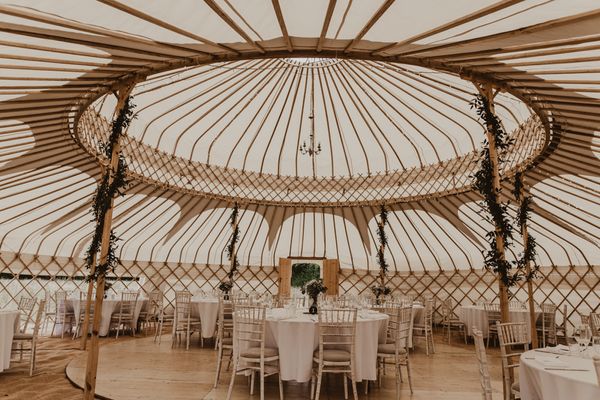 Yurt Wedding with Outdoor Naked Tipi Ceremony, Glitter Station & Peach Rewritten Bridesmaid Dresses, with Bride in Made With Love, shot by Nesta Lloyd