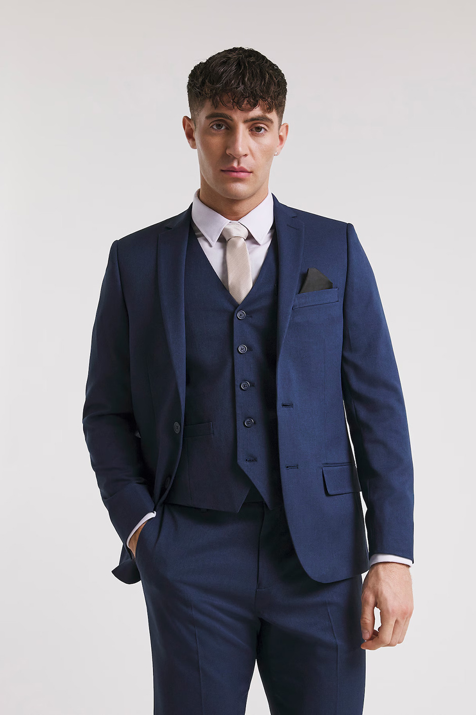 Navy groomsmen suit from Jacamo in a regular fit design for weddings 