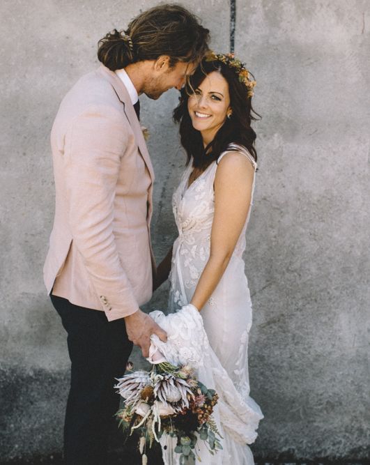 Groom In Pink Jacket // Image By Carrie Lavers Photography