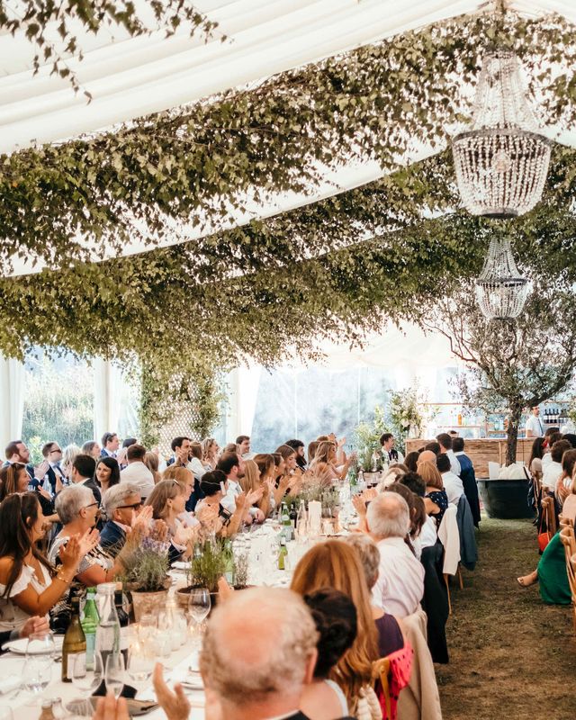Enchanted Forest Marquee in Jersey | Foliage Installations | Quints of Jersey Stationery | Bride Wears Enzoani | Images by Max Burnett