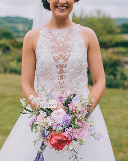 Halterneck Maggie Sottero Dress and Garden Games at Gate Street Barn | Beaded Halterneck Lisette Bridal Gown by Maggie Sottero | Story + Colour Photography