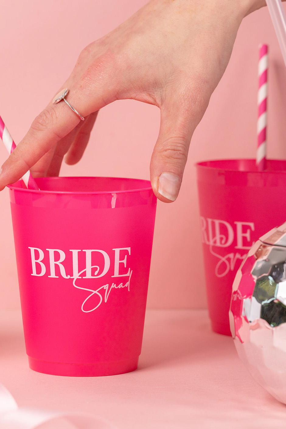 Large reusable pink hen party cups from Team Hen