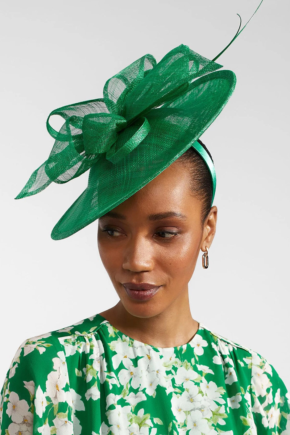 Cilantro green fascinator for weddings from Hobbs with discreet headband
