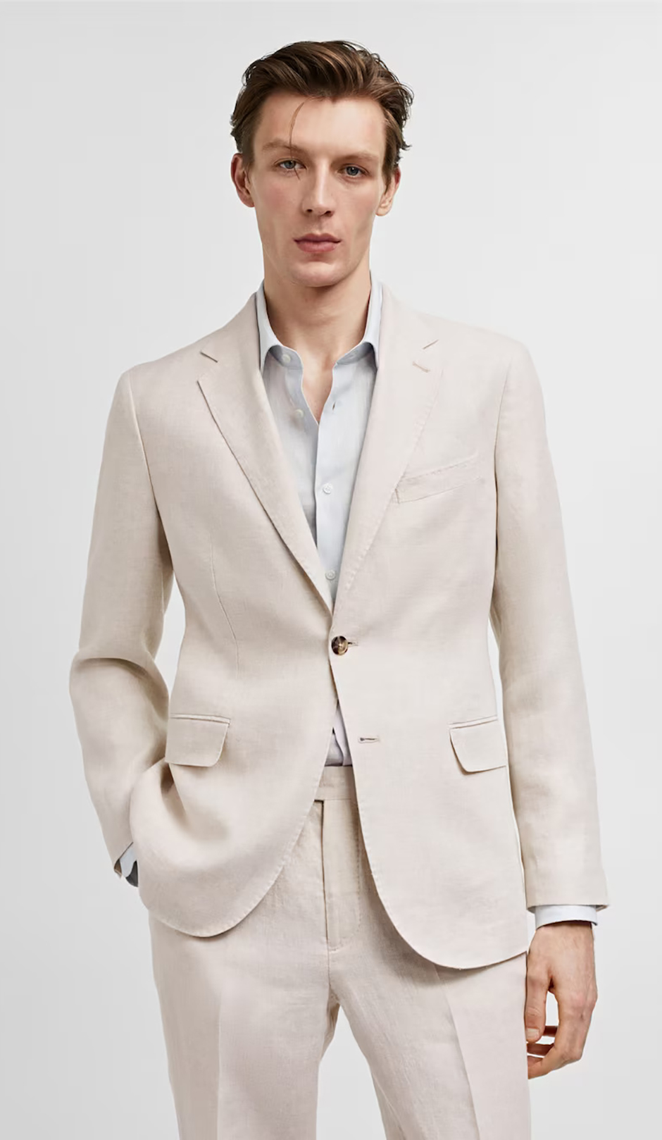 Linen suit for groom from Mango