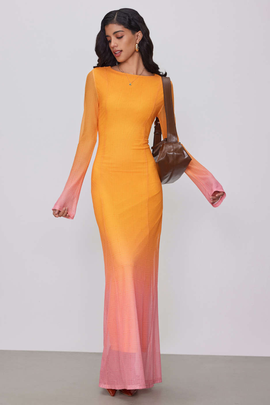 Autumn wedding guest dress from Cider with gradient sunset tones 